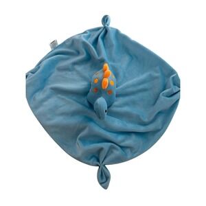Pro Goleem Blue Dinosaur Baby Lovey Security Blanket Satin Backing Knotted Ends